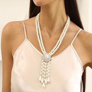 Hänge halsband barock droppar pärla lång tofs choker halsband för kvinnor med pärlor länk klavikelkedja trend bröllop smycken gåva