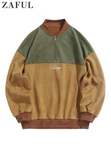 Męskie bluzy bluzy bluzy dla mężczyzn list haftowy zamsz baseball kolorBlock Streetwear pullover jesień zima unisex ciepły skoczek 230731