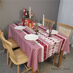 Table Cloth Home Christmas Decor Waterproof Rectangular Tablecloths Red Coffee Table Cloth Party Decoration Table Cover Tapete R230801