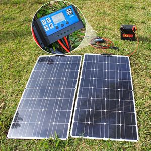 Laddare 100W Panel Solar 200W 12V Mono Cell Outdoor Flexible Kit For Light Home Lead Acid Battery 230731