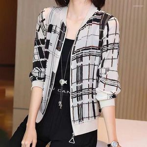 Women's Jackets Woman Floral Print Zipper Casual Jacket Female Summer Long Sleeve Loose Bomber Coat Ladies Fashion Tops Outerwear G428