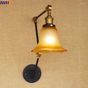 Vägglampa iwhd amerikansk stil wandlamp loft industriell vintage retro justerbar järn sconce sovrum belysning trappor arandela