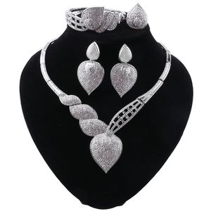 New Crystal Statement Necklace Earrings Dubai Jewelry Sets Indian Bridal Wedding Party Women's Fashion Costume Jewellery179R