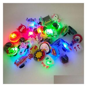 Shoe Parts Accessories 10Pcs Cute Cartoon Pvc Charms Shoecharms Buckles Glow Led Light Fit Bracelets Clog Clog Shoes Drop Series Randomly