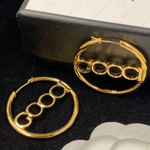 Metal circle Alphabet Hoop Huggie earrings, women's temperament light luxury high-grade designer earrings, send friends and lovers the best gift high quality with box