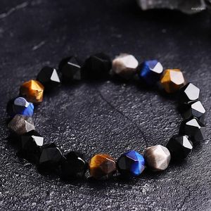 Charm Bracelets Men Bracelet Fashion10mm Faceted Beads Natural Tiger Eye Stone Quartz Crystal Beaded Women Jewelry Yoga Gifts