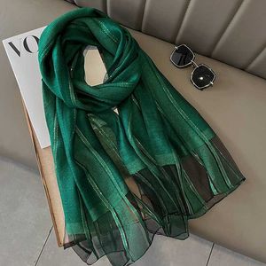 Halsdukar fyra säsong solid guldrems siden halsduk kvinnor hijab halsduk för damer silk ull pashmina rent siden sjal och wraps present sjal y23