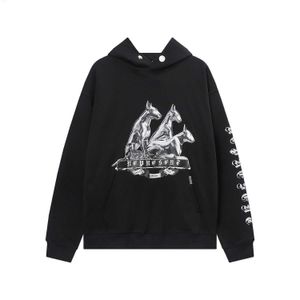 Erkek Hoodies Sweatshirts Yeni ve Kadın Moda Tasarımı Şimdiki Amerikan Sıvı Metal Hound Slogan High Street Style Gevşek Kapşonlu Bodysuit