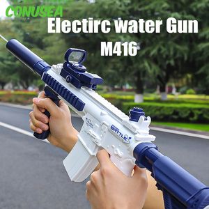 Silah Oyuncakları M416 Elektrikli Su Tabancası 10m Uzun Menzilli Taşınabilir Silahlar Çocuklar Yaz Plajı Açık Dövüş Çekimi Erkek Çocuk Oyunları 230731