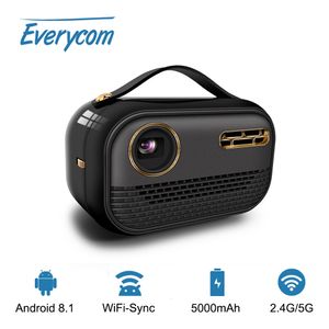 Other Electronics Everycom D023 DLP Android 8 1 4K Mini Projector 5000mah Battery 5G WIFI Bluetooth Led Pico Pocket Portable Beamer for Smartphon 230731