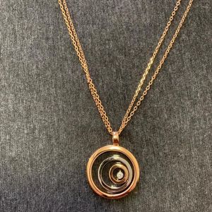 Pendants Brand Pure 925 Sterling Silver Jewelry For Round Heart Pendant Long Chain Happy Rose Gold Necklace