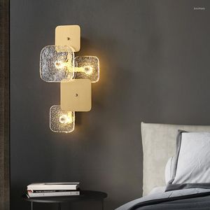 Lampa ścienna nowoczesne mosiężne miedziane światła LED Clear Glass Parlor El Room Restaurant Sofa Tło Dekoracja domu
