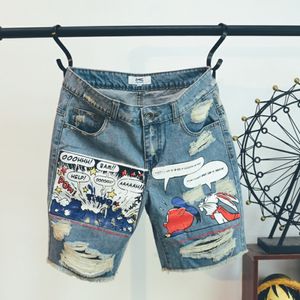 Men's Jeans Supzoom Arrival Top Fashion Casual Cartoon Print Light Summer Pattern Length Zipper Fly Stoashed Jeans Shorts Men 230731