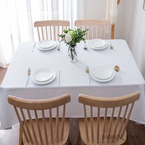 Bord trasa fast färg Vit bordduk Tygduk, mode middag rum tyg vanligt bord täcker para rektangulares r230823