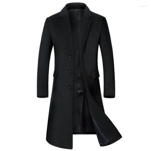 Men's Trench Coats Winter Cloth Coat Male Business Long Over-the-knee Thickening Fur