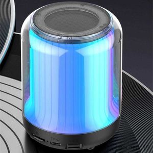 Portabla högtalare trådlöst Bluetooth Cool LED -färgbelysning bil mini stereo subwoofer ljudkvalitet högtalare R230801