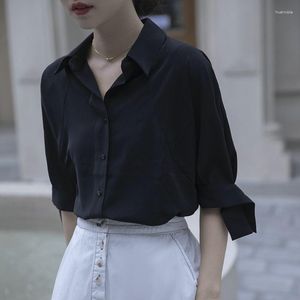 Women's Blouses Fashion Esimple Commute Cuff Streamers Appears Thin Elegant All-match Women Short Sleeve Professional Attire Shirts Top Z248