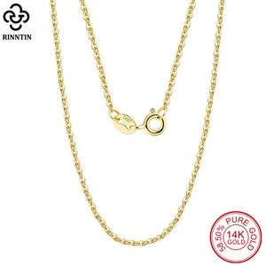 Strängar strängar rinntin 14k fast guld 1012mm diamantskurna kabelkedja halsband för kvinnor au585 gulviter nacksmycken gc02 230731