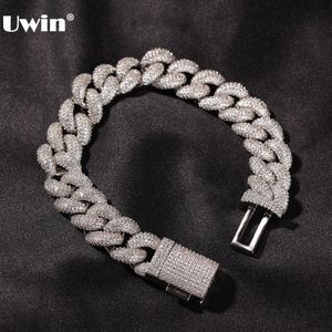 Charmarmband Uwin 14mm kubansk kedjearmband AAA isas ut kubiska zirkonium för kvinnor lyxiga hiphop smycken dropp 230731