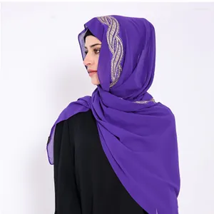 Sciarpe 2023 Sciarpa avvolgente lunga e morbida Scialle con paillettes Femme Bufandas Hijab Chiffon pesante Solider Color Shinny