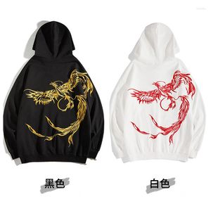 Men's Hoodies Fall Embroidered Phoenix Couples Hooded Sweatshirt National Tide Chinese Style Pullover Clothes