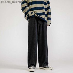 Męskie spodnie Nowa koreańska moda torba męska dżinsy klasyczne unisex proste dżinsowe spodnie z szerokim nogawką torba Hip Hop Baby Blue Grey Black Z230802