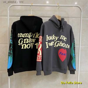 Erkek Hoodies Sweatshirts 2020 Şanslı beni görüyorum Hayalet Hoodie Erkek Kadınlar Çocuk Cudi Hoodies Çocuklar Hayalet Sweatshirts Köpük Baskı Tulucuları T230731