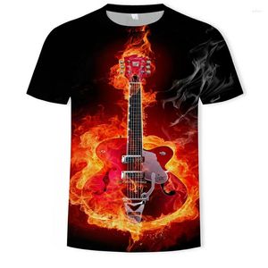 Erkek Tişörtleri Erkek 3D Gitar Baskılı Moda Kısa Kollu Gömlek Günlük Kollu Tee Tshirt Kadın Giysileri
