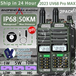 Walkie Talkie 2Pack 10W Tri Power Baofeng UV 68 PRO MAX V2 IP68 À prova d'água de alta potência 711 antena Rádio 2 vias de longo alcance 230731