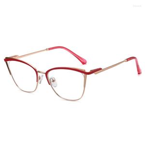 Occhiali da sole Light Ladies Cat Eye Eyebrow Frame Ear Design Anti Blue Protection Occhiali in metallo 60252