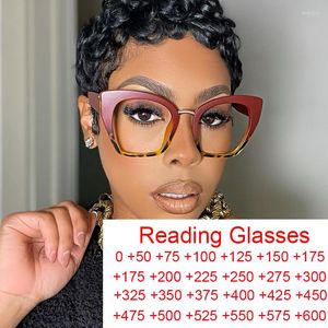 Sonnenbrille Übergroße Cat Eye Lesebrille Männer Frauen Retro Marke Designer Anti Blaues Licht Presbyopie Brillen Rot Leopard Rahmen 2,25