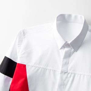 Nya vita manliga skjortor lyxiga skarvningsdesign Långärmad affär Casual Herrklänning Skjortor Slim Fit Party Man Shirts 4xl