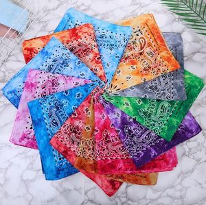 55*55CM Paisley Bandana Tie Dye Magic Hip-hop Head Wrap Wristband Headband Double Side Print Multifuncional Headlenk Silk 211Q