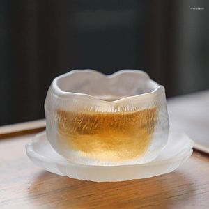 Copos de vinho Estilo japonês Pétala Xícara de chá Boca Copo de cristal Artesanal Espessamento Degustação Kongfu Xícara de chá Escritório Acessórios para casa