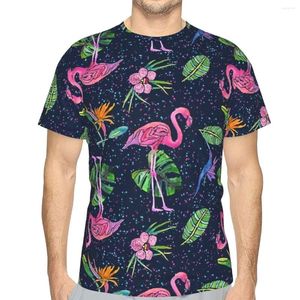 Herren-T-Shirts, Flamingo-Party-Blätter, Polyester, 3D-Druck, Outdoor-Sport, schnell trocknende Kleidung, lässiges, lockeres T-Shirt, Street-T-Shirts