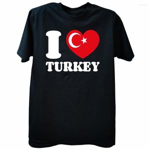 Camisetas Masculinas Funny I Love Turkey Estilo Clássico de Verão Gráfico de Algodão Streetwear Manga Curta Presentes de Aniversário T-shirt Roupas Masculinas