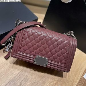 CC -Umhängetaschen Top Cowide Girl Jungen karierte gestepte Taschen echte Lederhandtaschen Vintage Silber Hardware Matelasse Kette Gurt Crossbody Schulterbörsen Frauen Frauen