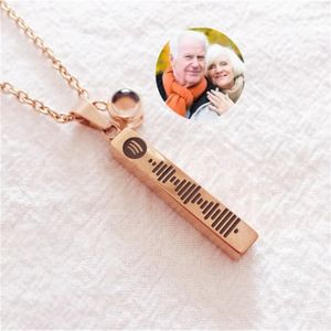 Pendant Necklaces Personalized Projection Po Necklace Engraved Song Playlist Custom Engraving Name With Pet Picture Jewelry Gift 230731