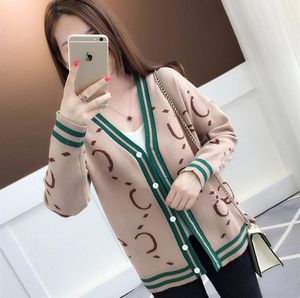 2022 frauen pullover stricken designer Herbst winter strickjacke stricken lose mantel doppel brief gedruckt pullover frauen mantel