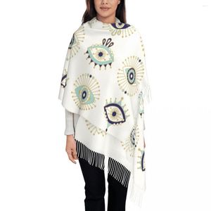 Scarves Stylish Turkish Evil Eye Collection On White Tassel Scarf Winter Warm Shawl Wrap Ladies Nazar Amulet Hamsa Boho Bohemian