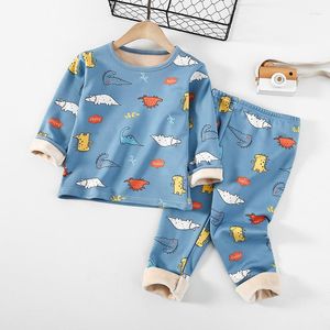 Roupas de dormir femininas, roupas infantis, conjuntos de pijamas de veludo grosso, crianças, meninos, meninas, animais, roupas de dormir de outono e inverno