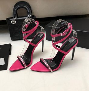 Designer Damen Sandalen Water Diamond Slim Slim High Heels Echtes Leder quadratische Kristallverzierte Plattform 10,5 cm Damen Abendkleid Lady Sexy Schuhe