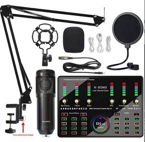 Newest BM 800 DJ10 ECho Professional Audio Microphones V8 Pro Sound Card Set BM800 Updated Mic Studio Condenser for Type-C TV Live Vocal Recording Podcast Performance