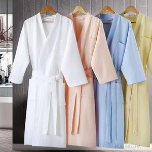 Erkekler Placowear Erkekler Yaz Pamuk Kimono Waffle Batrobe Artı Beden Su Emilim Uzun Havlu Banyosu Kadınlar Giyinme Elbise Sevenler