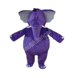 Purple Elephant Mascot Costume Cartoon Character Outfit Suit Halloween Party Outdoor Carnival Festival Fancy Dress for Men Women