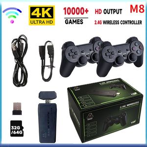 Game Controllers Joysticks Video Sticks M8 Console 2 4G Double Wireless Controller Stick 4K 10000 games 64GB Retro For PS1 GBA Drop 230731