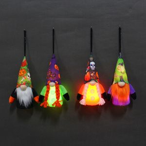 Halloween LED Gnomes Ornament Handmade Witch Swedish Tomte Gnome Dwarf for Home Halloween Day Party Table Decorations Kids Gift
