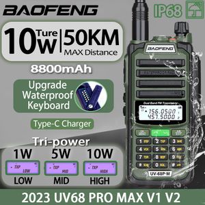 Walkie talkie baofeng professionell vattentät uv68 pro max v2 ​​uppdatering 10w kraftfullt DUAL BAND VHF UHF Two Way Radios UV9R UV5R UV16 230731