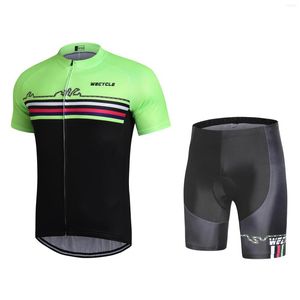 Conjuntos de corrida de verão verde fluorescente conjunto de camisa de ciclismo de equipe para bicicleta MTB Ropa Ciclismo camisas masculinas de manga curta para bicicleta Maillot Clothing