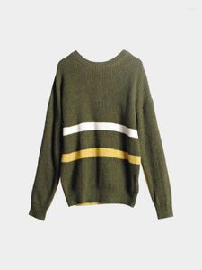 Women's Sweaters Cathiewood Striped Sweater For Women Long Sleeve O-neck Acrylic Autumn Winter 2023 Casual Loose Knitted Top Clothes 2611